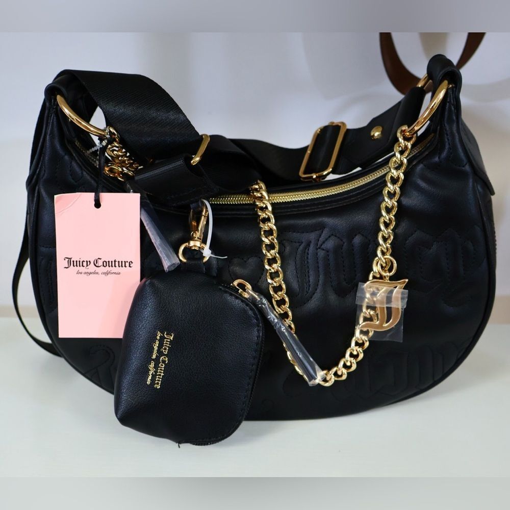 Juicy Couture Black/Gold Hardware Puff Liquorice Purse